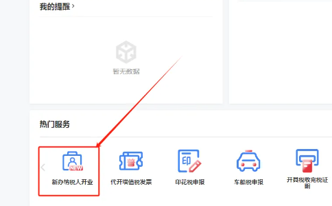 河南稅務點擊 “新辦納稅人開業”